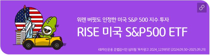 'rise 미국 s&p500' etf 홍보 배너 이미지.